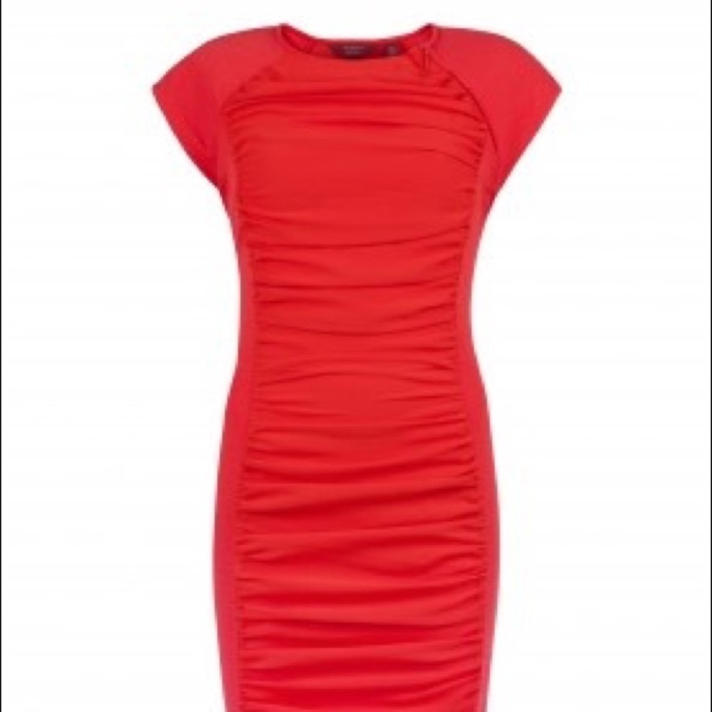 Ted Baker Foxberry Rouched Dress Dark Orange